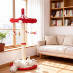 Large 39” Tall Carousel Cat Tree • Multi-Level Cat Scratching Post • Rotating Top & Hanging Toys • Suitable for Indoor Cats, Adult Cats, Kittens • Space-Saving Vertical Climbing Tower for Modern Decor • Cat Furniture