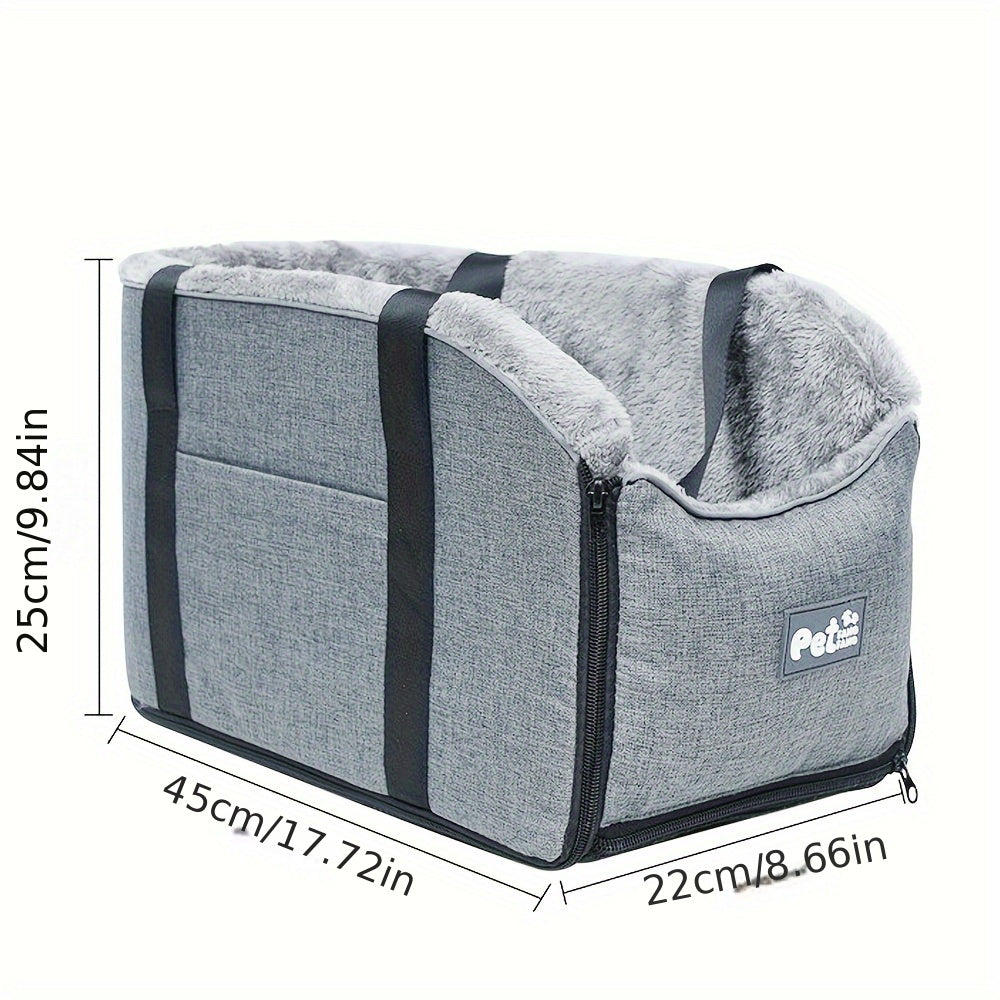 PETFANGFANG Cozy Pet Car Seat - Portable Dog & Cat Travel Bag with Secure Buckle Closure, Polyester Material for Small to Medium Pets