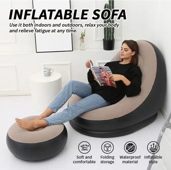 Inflatable Lounge Chair with Ottoman Set