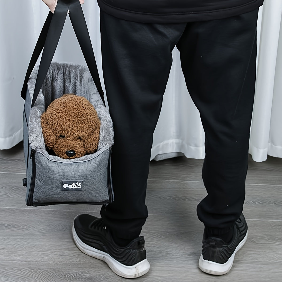 PETFANGFANG Cozy Pet Car Seat - Portable Dog & Cat Travel Bag with Secure Buckle Closure, Polyester Material for Small to Medium Pets