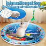 BDTGP Pet Water Play Mat for Cats And Dogs, Inflatable Ocean-Themed Toy with Floating Shapes, Indoor And Shaded Outdoor Activity Mat, Without Battery