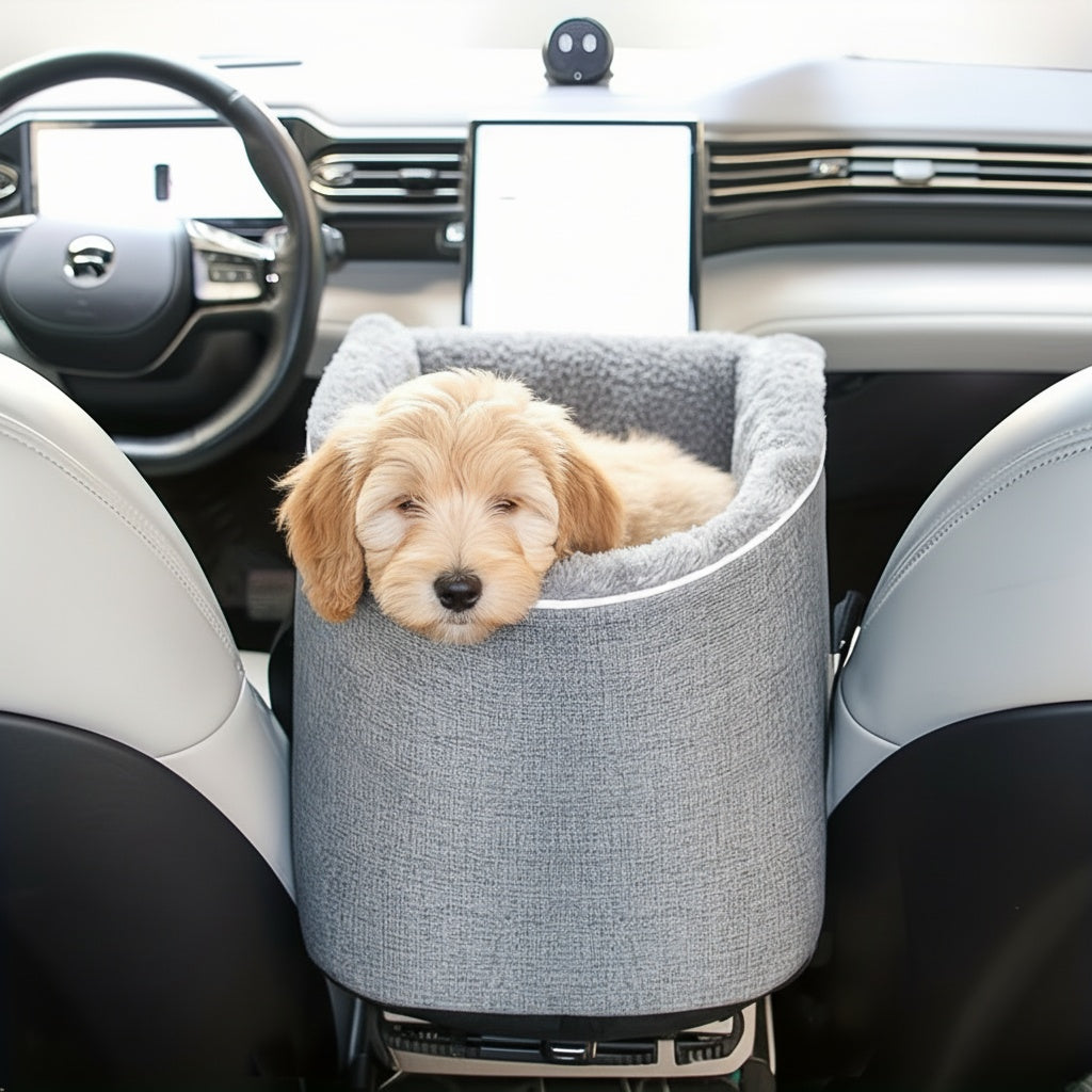 PETFANGFANG Cozy Pet Car Seat - Portable Dog & Cat Travel Bag with Secure Buckle Closure, Polyester Material for Small to Medium Pets