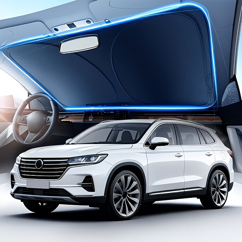 Portable Car Sunshade Protective Curtains, High-Quality Fabric, Easy to Fold And Store, Flexible Sun Visors, Car Front Windshield Sunshade Covers, Fashionable Car Accessories, Sleek Design