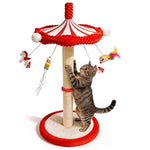Large 39” Tall Carousel Cat Tree • Multi-Level Cat Scratching Post • Rotating Top & Hanging Toys • Suitable for Indoor Cats, Adult Cats, Kittens • Space-Saving Vertical Climbing Tower for Modern Decor • Cat Furniture