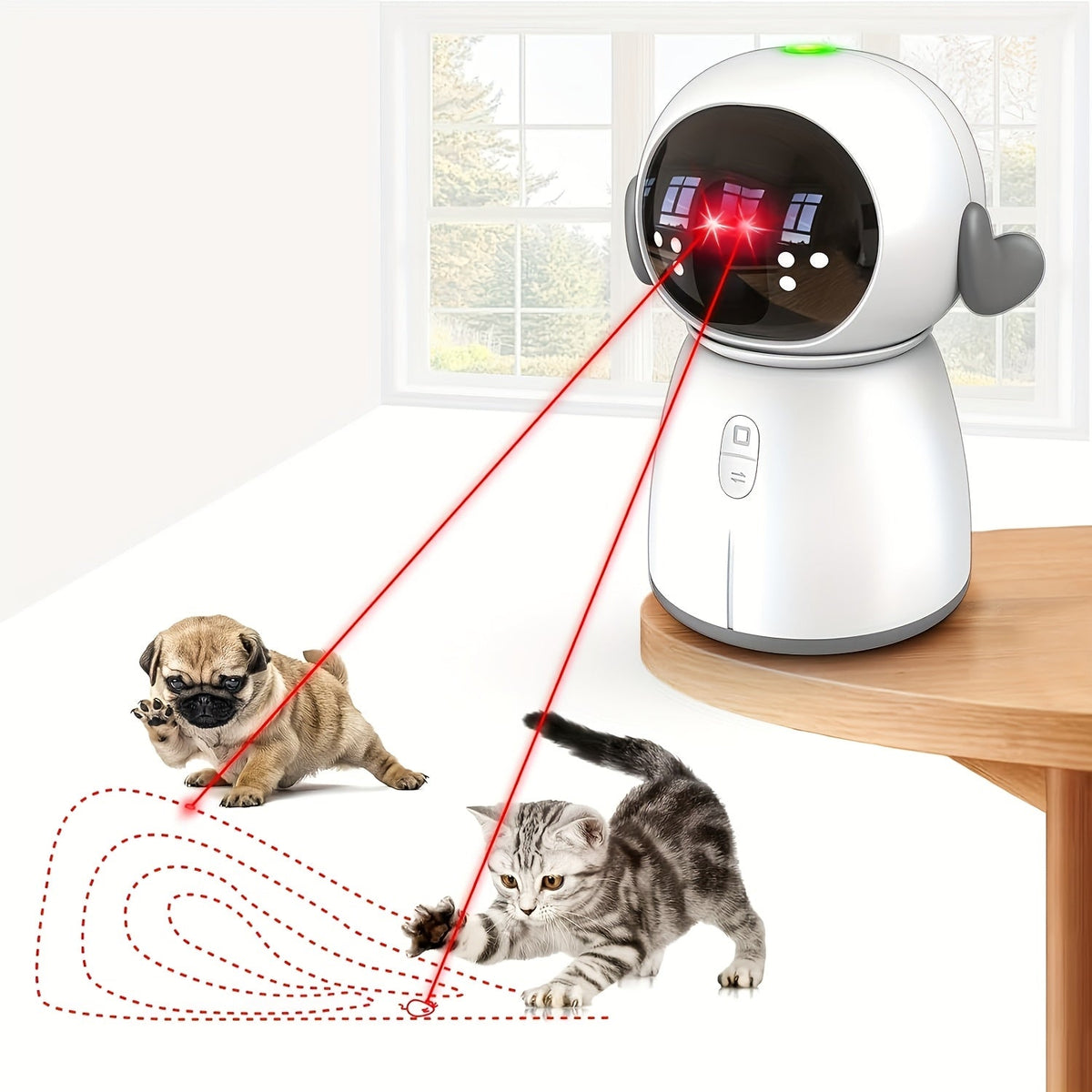 Rechargeable Interactive Cat Toy with Dual Laser Modes and Motion-Activated Fun for Bored Indoor Adult Cats