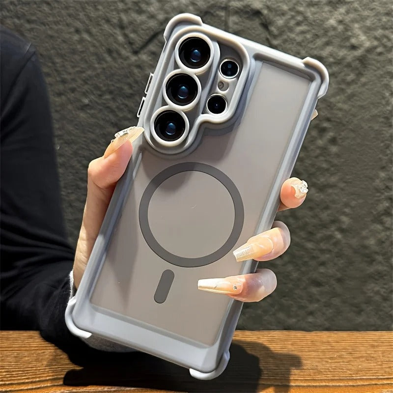 Fashion Matte Translucent Four Corners Shockproof Magnetic Phone Case for Samsung Galaxy S26 S24 S25 Ultra Plus Protection Cover