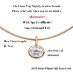 2/3/4CT Oval Cut D-Color VVS1 Solitaire Moissanite Pendant Necklace 1.5mm Solid Choker S925 Sterling Silver GRA Certified Pass Diamond Tester Luxury Fine Jewelry Wedding Party Anniversary Daily Gift For Women