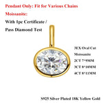 2/3/4CT Oval Cut D-Color VVS1 Solitaire Moissanite Pendant Necklace 1.5mm Solid Choker S925 Sterling Silver GRA Certified Pass Diamond Tester Luxury Fine Jewelry Wedding Party Anniversary Daily Gift For Women