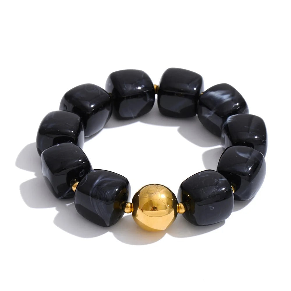Yhpup Hot Style Handmade Jewelry Acrylic Resin Beads Chain Necklace Bracelet Stainless Steel Spring Summer Statement Accessories
