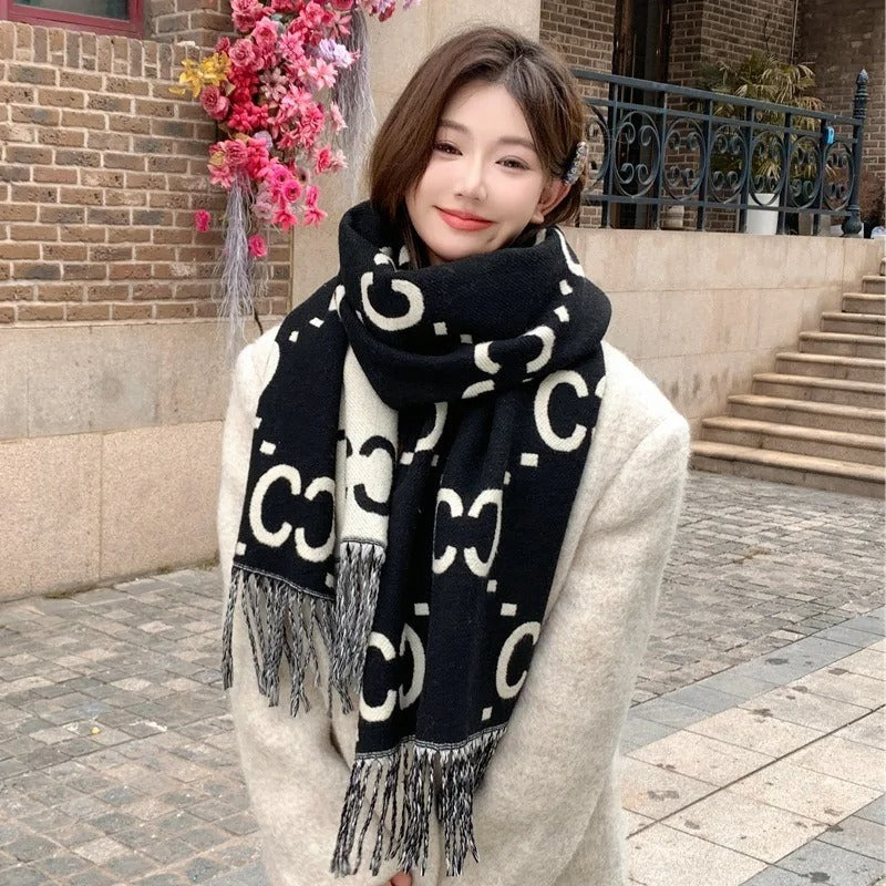 Women's Scarf Double-sided Letter Thickened Cashmere-like