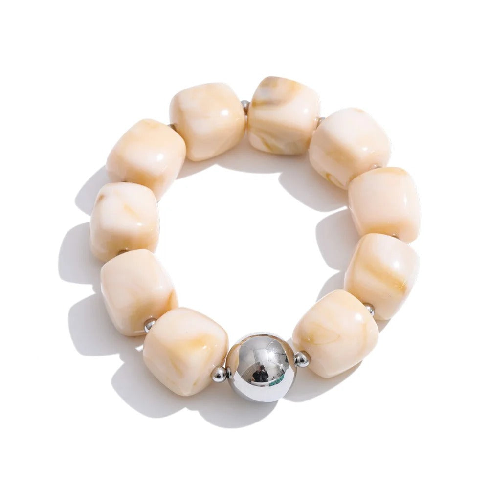 Yhpup Hot Style Handmade Jewelry Acrylic Resin Beads Chain Necklace Bracelet Stainless Steel Spring Summer Statement Accessories