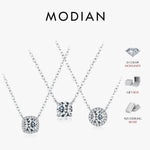 MODIAN Square & Round Halo Moissanite 925 Sterling Silver Pendant Necklace D Color VVS1 Lab Diamond Necklace For Women Jewelry