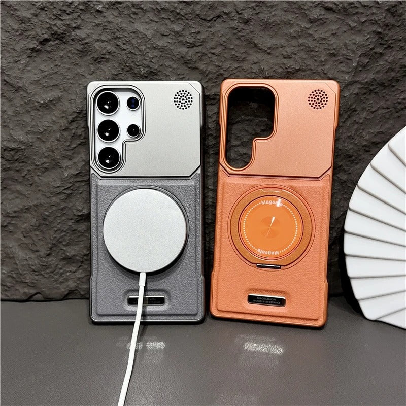 360 Rotating Bracket Hard PC Phone Case For Magsafe Samsung S26 S25 S24 S23 S22 Ultra Plus Magnetic Stand Holder Frameless Cover
