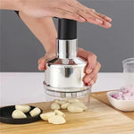 Vertical Hand Press Manual Garlic Vegetable Chopper With Storage Box