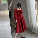 Elegant V-Neck Long Black Dress Women's Spring Autumn New Vintage Style Black Elegant Dress Over Knee Length Dress 25 sales from other sites
