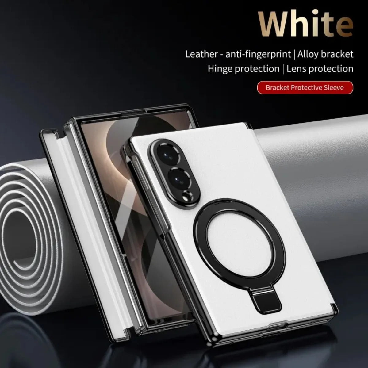 Case for Samsung Galaxy Z Fold 8 Ultra Fold 8 7 6 5 4 Magnetic Hinge Protection with Screen Protector Rotate Ring Holder Cover