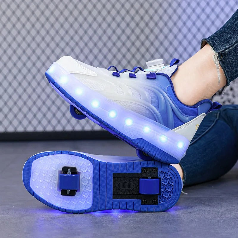 Two Wheels Children's Led Light Roller Skate Shoes For Kids Boys Girls