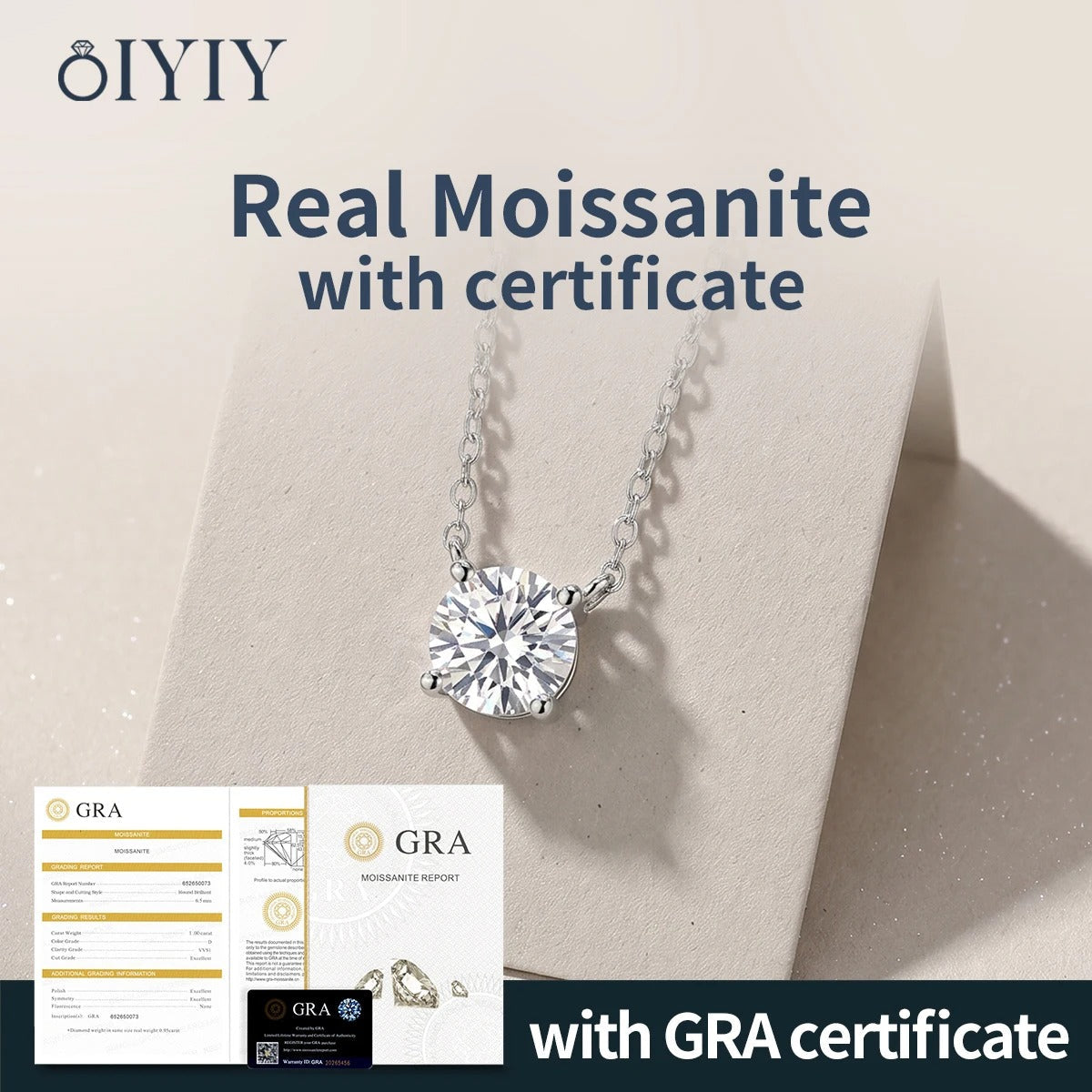 OIYIY 1-3ct Moissanite Necklace 925 Sterling Silver D VVS1 GRA Certified Lab Grown Diamond Luxury Fine Jewelry Wedding Gift