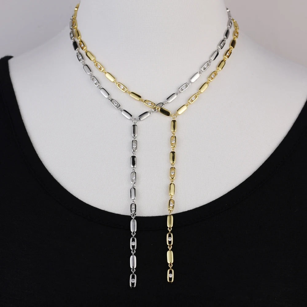 High Quality Geometric 5A CZ Tennis Chain Luxury Long Y Lariat Necklace For Women Fashion Rectangle Charm Choker Jewelry 2026