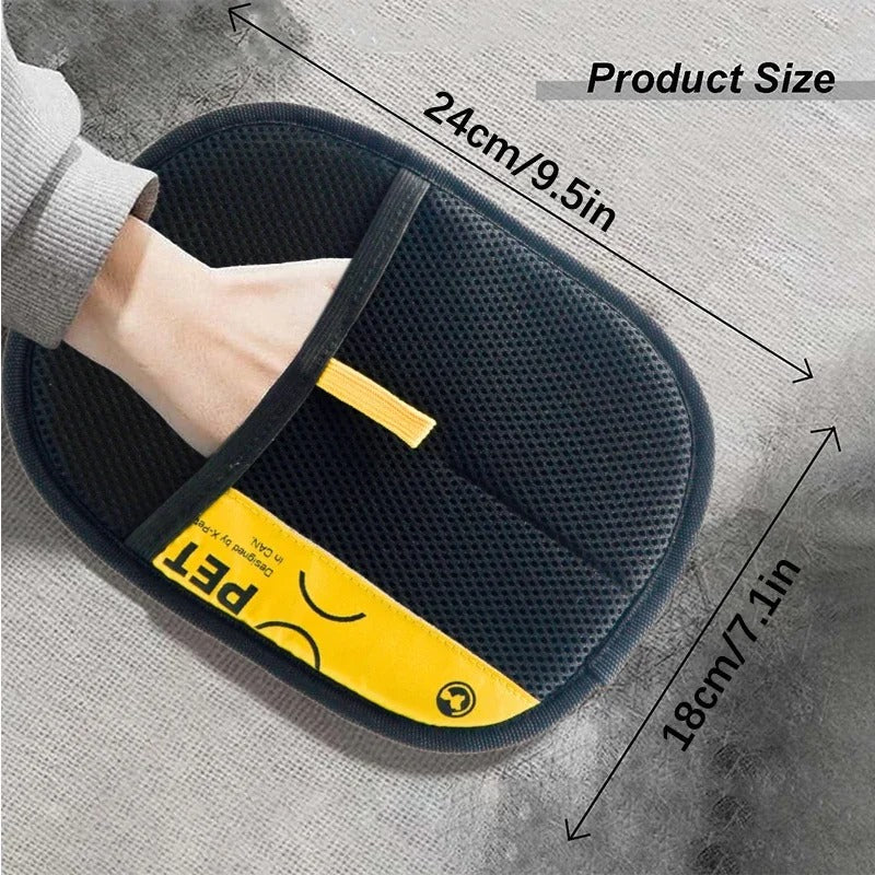Pet Hair Remover Gloves Electrostatic for Cats Dogs, Reusable Washable Grooming Glove with 2-in-1 Lint Roller Brush - Safe Non-T