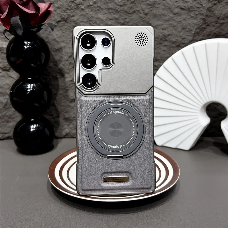 360 Rotating Bracket Hard PC Phone Case For Magsafe Samsung S26 S25 S24 S23 S22 Ultra Plus Magnetic Stand Holder Frameless Cover