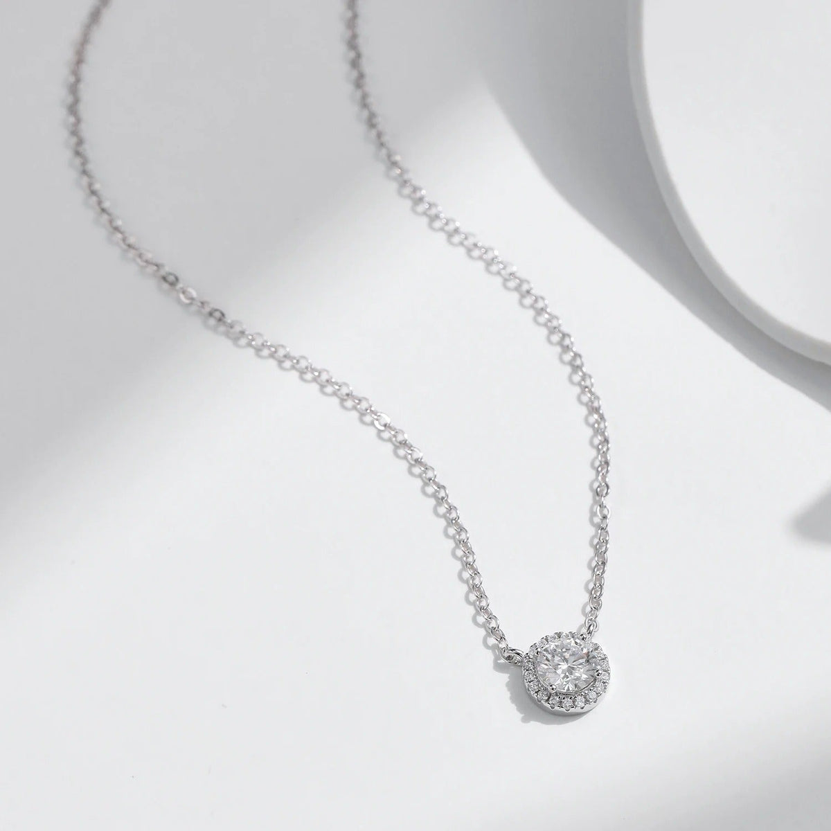 MODIAN Square & Round Halo Moissanite 925 Sterling Silver Pendant Necklace D Color VVS1 Lab Diamond Necklace For Women Jewelry