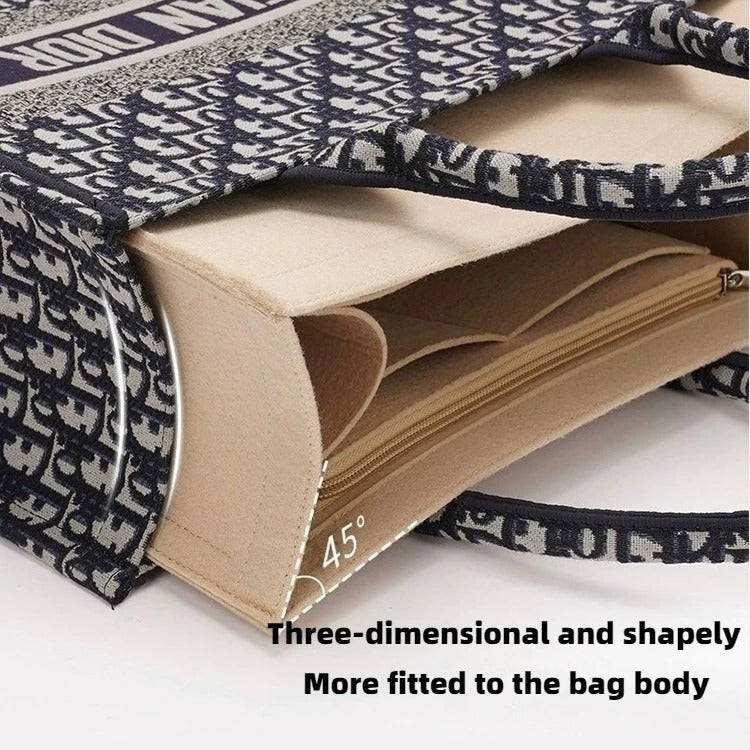 Felt Purse Organizer Insert Fits Book Tote Bag Large Medium Handbag Shaper Liner Multi Pockets Zipper Storage Makeup Accessories