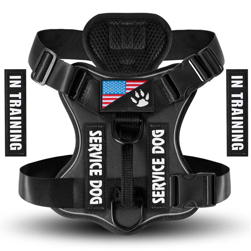 Oxford Working Dog Harness Reflective Medium Large Dog Vest Harness with 5 PCS Patches WD Harness Pet Dog Accessories