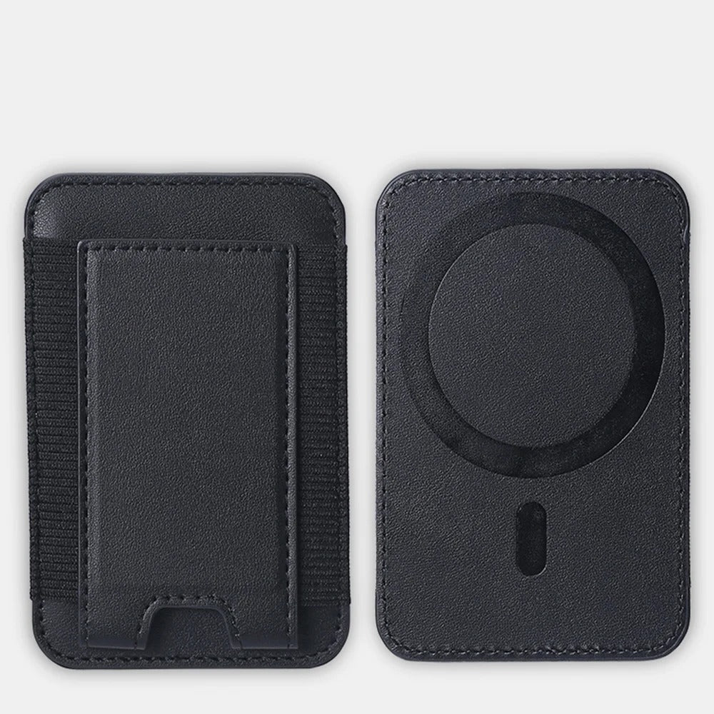 For Magsafe Card Holder Wallet Elastic Leather Pattern Case For iPhone 16 15 12 13 14 17Pro Max S25 Ultra Magnet Phone Bag Cover