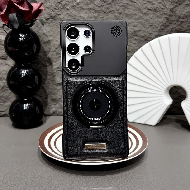 360 Rotating Bracket Hard PC Phone Case For Magsafe Samsung S26 S25 S24 S23 S22 Ultra Plus Magnetic Stand Holder Frameless Cover
