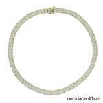 Wholesale Geometric Shiny Plain Micro Pave 5A Zirconia CZ Moon Shaped Chain Choker Necklace Gold Color Fashion Women Jewelry Set