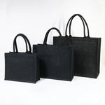 Custom Logo Natural Black Jute Bag Hessian Shopper Tote Bags With Strong Handles