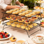 Collapsible Cooling Rack, Metal Wire Baking Tray, Stackable Drying Rack with Adjustable Four-Position Design, Suitable for Grilling While Camping, Ideal for Baking And Cooling And Cakes
