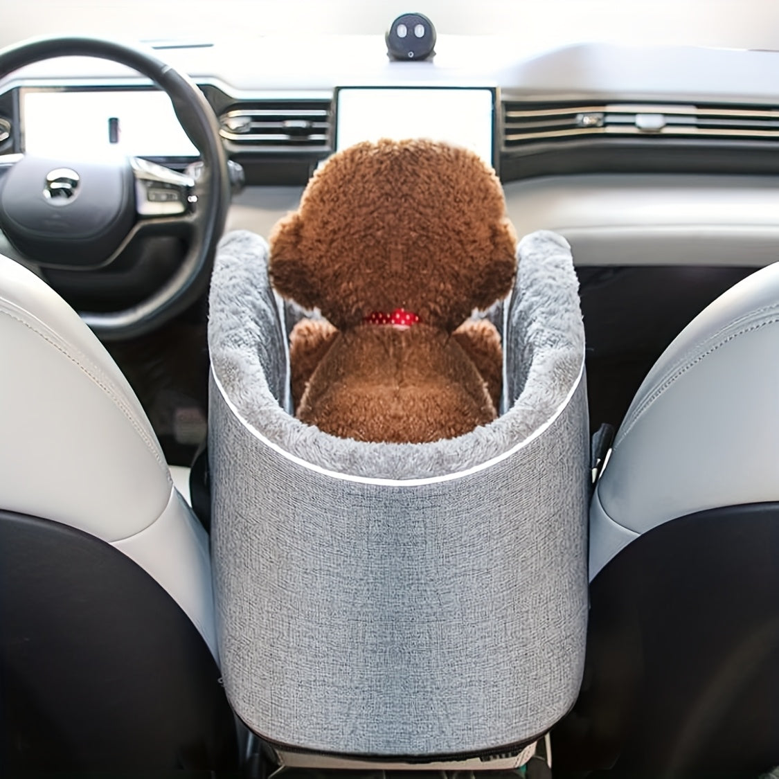 PETFANGFANG Cozy Pet Car Seat - Portable Dog & Cat Travel Bag with Secure Buckle Closure, Polyester Material for Small to Medium Pets