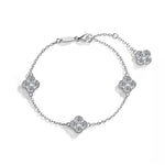 S925 Silver Four Leaf Grass Diamond Bracelet Full D Moissanite Adjustable Chain Wedding Engagement Party Women Birthday Gift