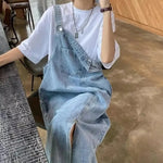 Spring Summer Denim Overall Dress Women Sleeveless Jeans