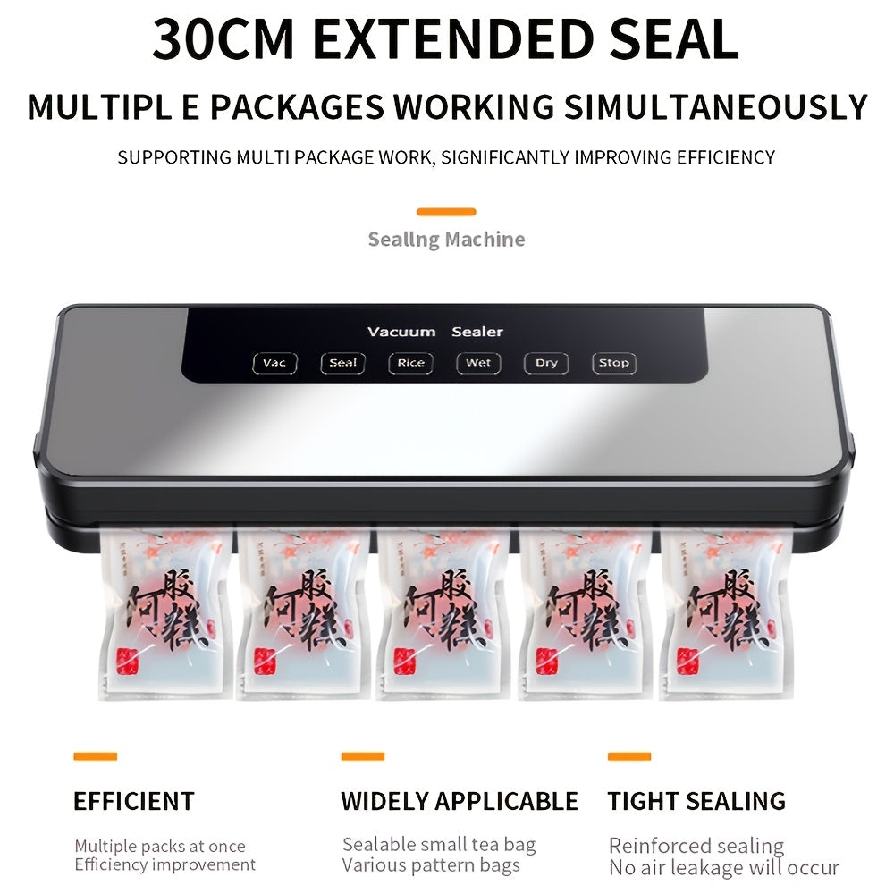 Electric Automatic Vacuum Sealer with 55pcs Pouches, Dry/Wet Dual Mode, Compact Machine, Easy to Disassemble And Clean, Keeping Meat, Vegetables, Fruits, Grains Fresh, Without Battery