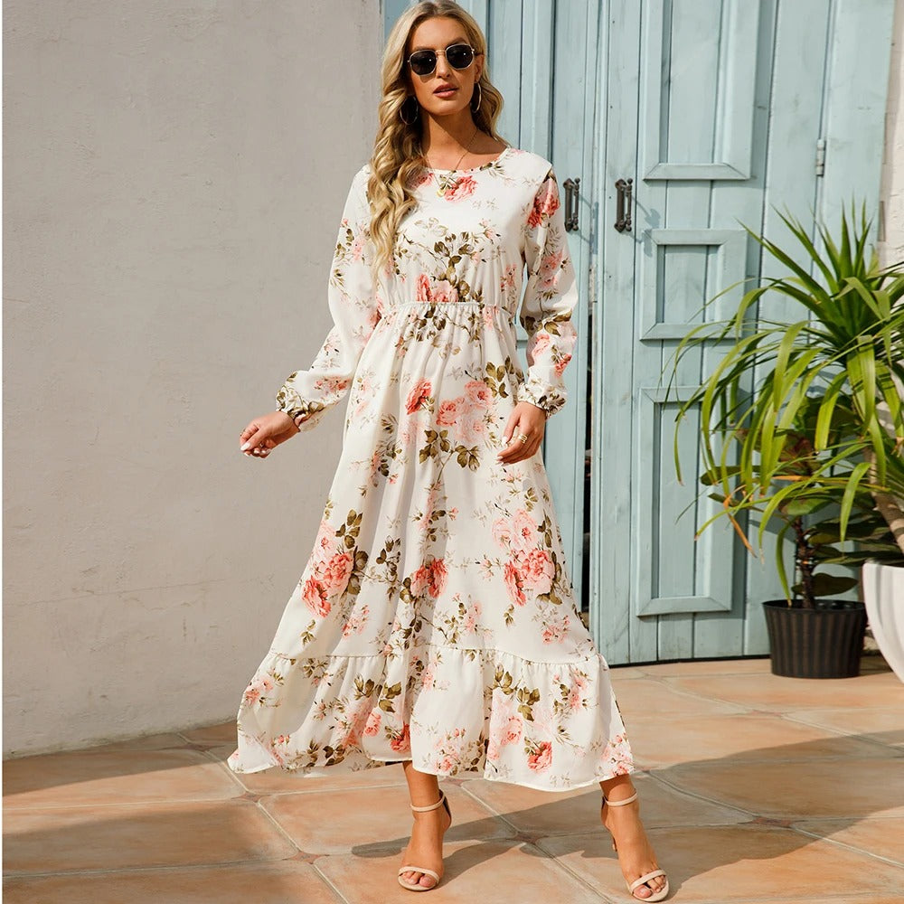 Women Maxi Dresses Sping Autumn Bohemian Casual Full Sleeve
