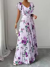 Women's Summer Hot Sale Digital Print Dress – Pleated Ruffled Waist Romantic Vacation Maxi Euro American