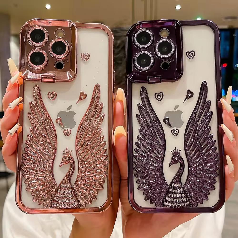Luxury 3D Peacock Wings Rhinestone Phone Case
