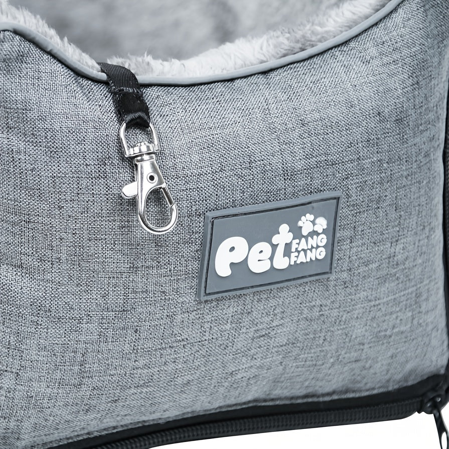 PETFANGFANG Cozy Pet Car Seat - Portable Dog & Cat Travel Bag with Secure Buckle Closure, Polyester Material for Small to Medium Pets