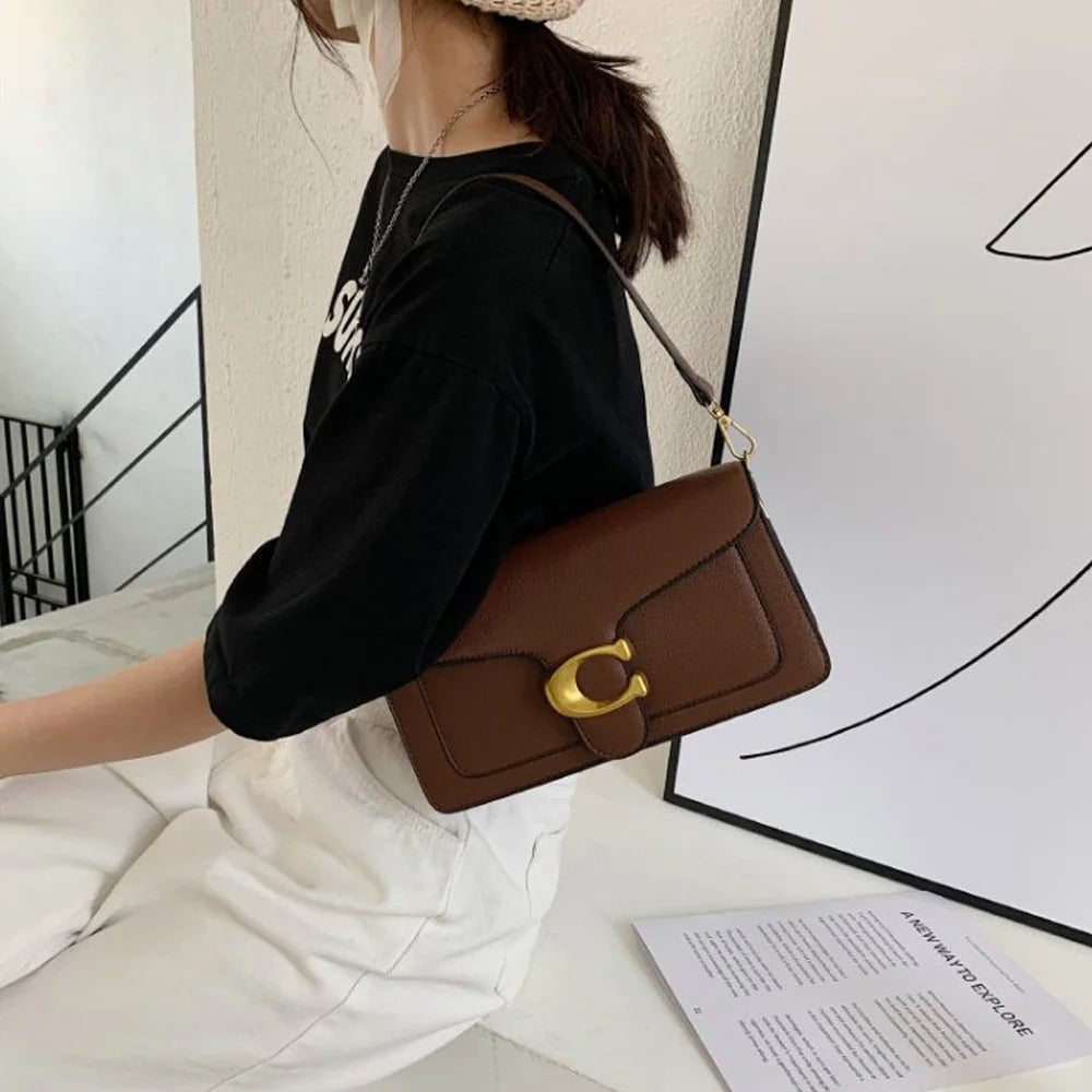 Fashionable underarm shoulder bag with two shoulder straps
