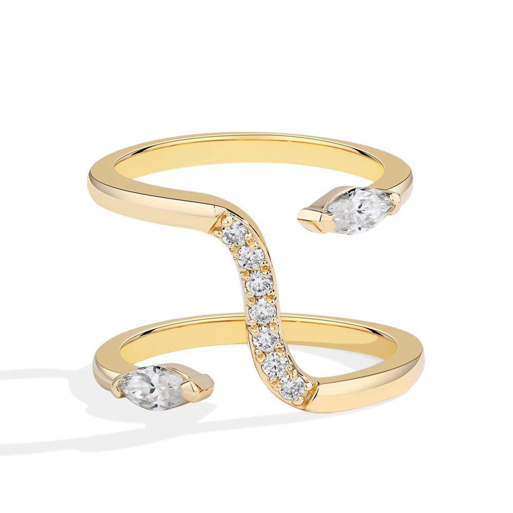 CHARMING Original Snake Moissanite Rings Handmade Lab Diamond Open Ring S925 Silver Men Woman Party Fine Jewelry Gifts Wholesale