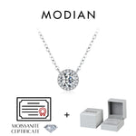MODIAN Square & Round Halo Moissanite 925 Sterling Silver Pendant Necklace D Color VVS1 Lab Diamond Necklace For Women Jewelry
