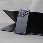 Irregular Metal Bumper Phone Case For IPhone 18 17 16 15 14 13 12 Pro Max Plus Lens Film Protect Bare Aluminum Shockproof Cover