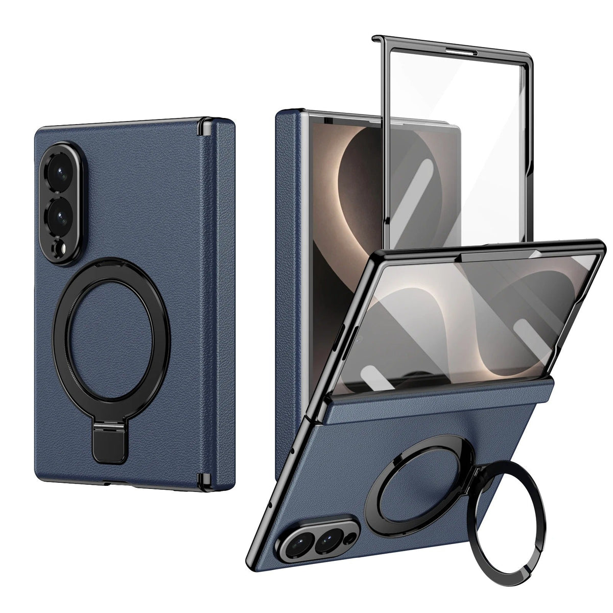 Case for Samsung Galaxy Z Fold 8 Ultra Fold 8 7 6 5 4 Magnetic Hinge Protection with Screen Protector Rotate Ring Holder Cover