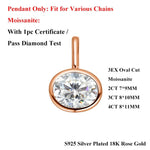 2/3/4CT Oval Cut D-Color VVS1 Solitaire Moissanite Pendant Necklace 1.5mm Solid Choker S925 Sterling Silver GRA Certified Pass Diamond Tester Luxury Fine Jewelry Wedding Party Anniversary Daily Gift For Women