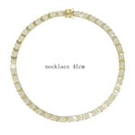 Geometric Moon Shaped Bling Cz Charm Link Chain High Polished Shiny Gold Color Metal Bracelet Necklace Fashion Women Jewelry