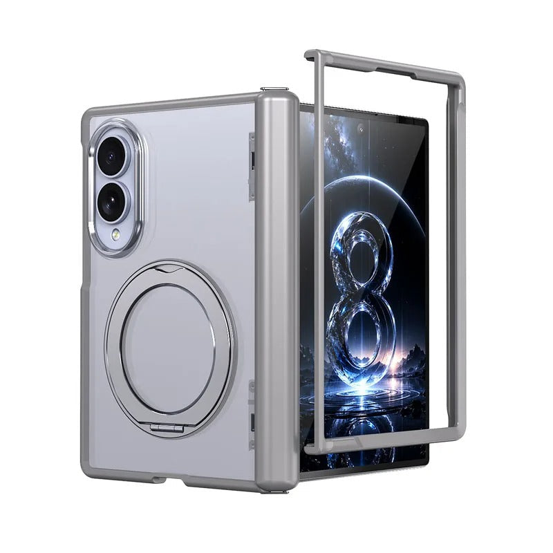For Samsung Galaxy Z Fold 7 zFold 8 Wide 8Ultra Slim Skin Feel Magnetic Foldable Phone Case 360° Rotating Ring Stand Hinge Cover