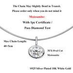 2/3/4CT Oval Cut D-Color VVS1 Solitaire Moissanite Pendant Necklace 1.5mm Solid Choker S925 Sterling Silver GRA Certified Pass Diamond Tester Luxury Fine Jewelry Wedding Party Anniversary Daily Gift For Women
